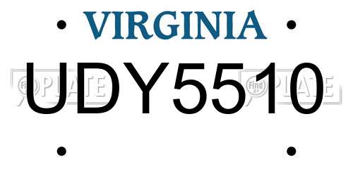 UDY5510 Virginia License Plate