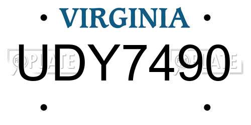 UDY7490 Virginia License Plate