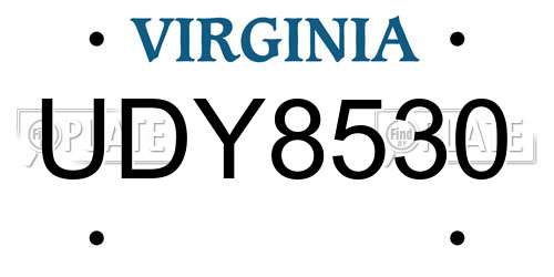 UDY8530 Virginia License Plate