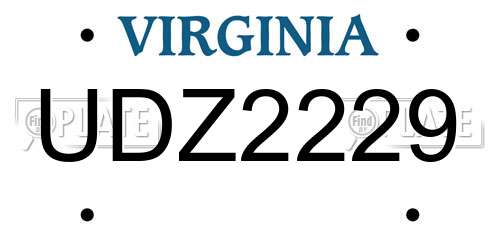 UDZ2229 Virginia License Plate