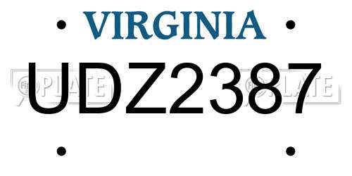 UDZ2387 Virginia License Plate