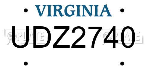 UDZ2740 Virginia License Plate