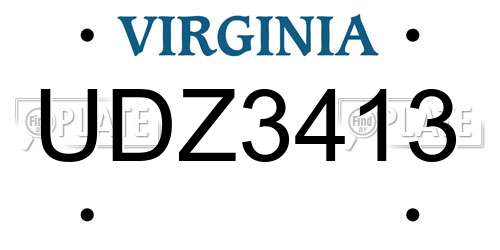 UDZ3413 Virginia License Plate