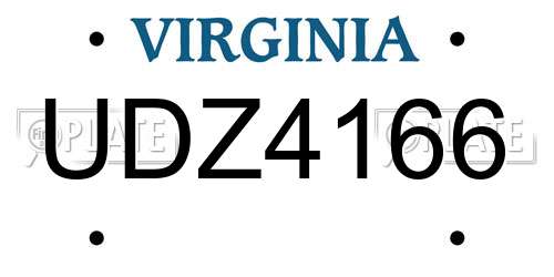 UDZ4166 Virginia License Plate