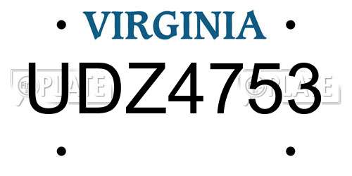 UDZ4753 Virginia License Plate