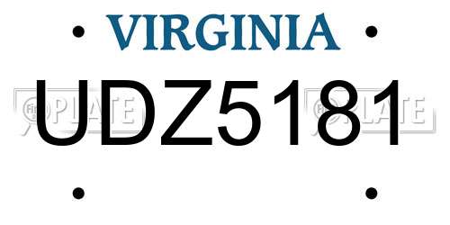 UDZ5181 Virginia License Plate