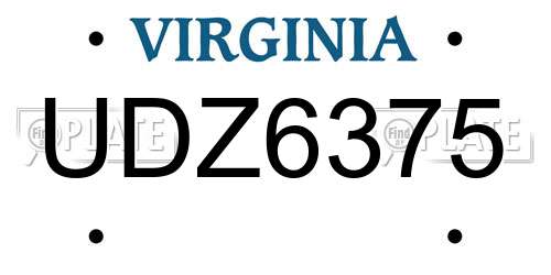 UDZ6375 Virginia License Plate
