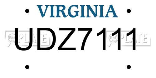 UDZ7111 Virginia License Plate