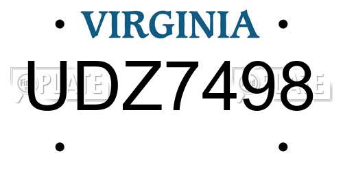 UDZ7498 Virginia License Plate