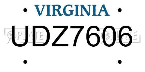 UDZ7606 Virginia License Plate