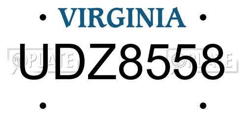 UDZ8558 Virginia License Plate