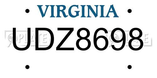 UDZ8698 Virginia License Plate