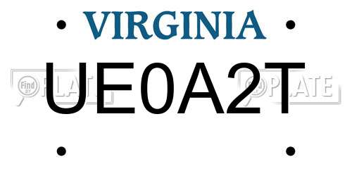 UE0A2T Virginia License Plate