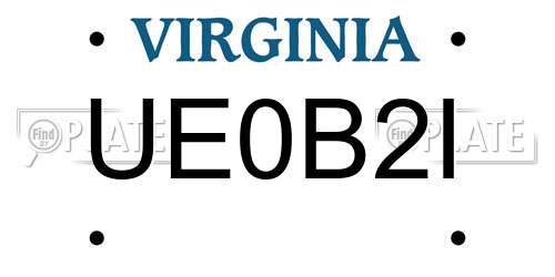 UE0B2I Virginia License Plate