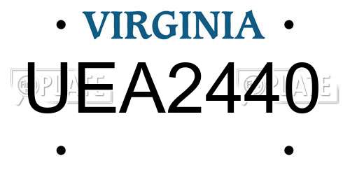 UEA2440 Virginia License Plate