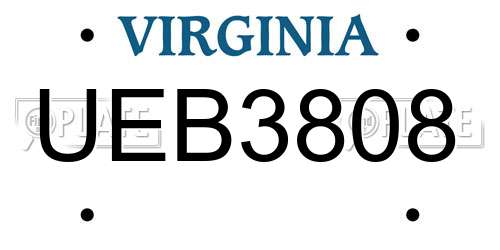 UEB3808 Virginia License Plate