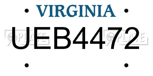 UEB4472 Virginia License Plate