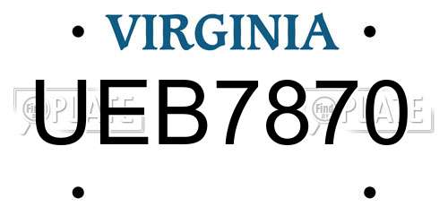 UEB7870 Virginia License Plate