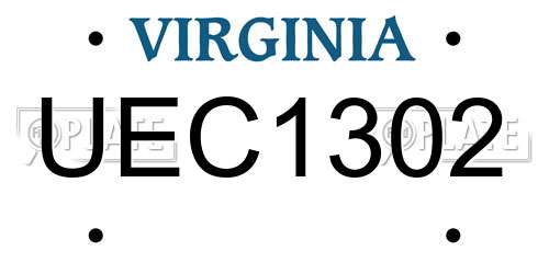 UEC1302 Virginia License Plate
