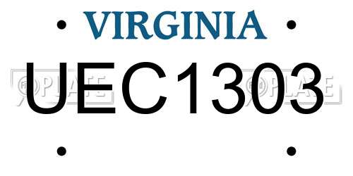 UEC1303 Virginia License Plate