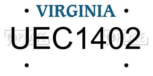 UEC1402 Virginia License Plate