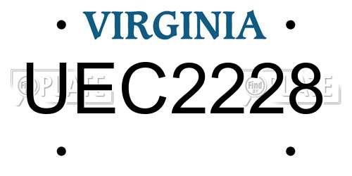 UEC2228 Virginia License Plate