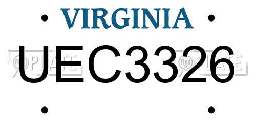 UEC3326 Virginia License Plate