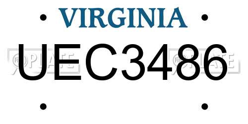 UEC3486 Virginia License Plate