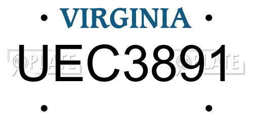 UEC3891 Virginia License Plate