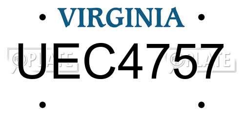 UEC4757 Virginia License Plate