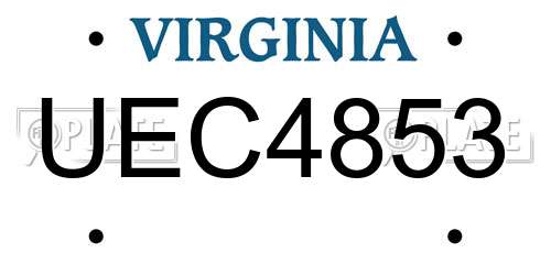 UEC4853 Virginia License Plate