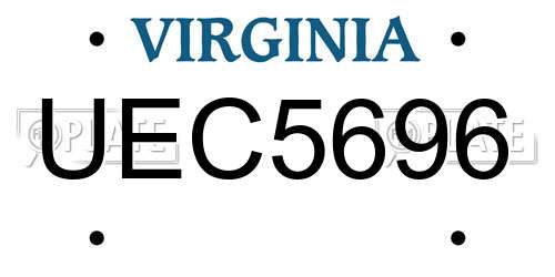 UEC5696 Virginia License Plate