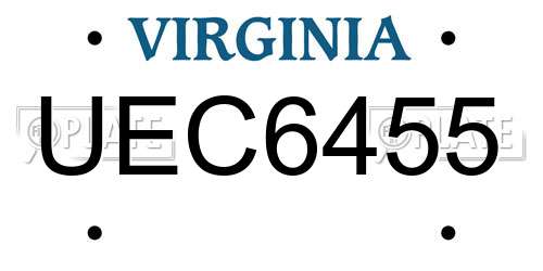 UEC6455 Virginia License Plate