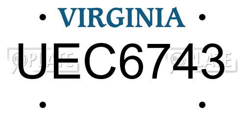 UEC6743 Virginia License Plate