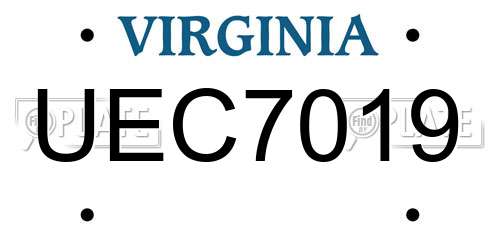 UEC7019 Virginia License Plate