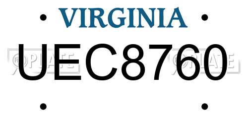 UEC8760 Virginia License Plate