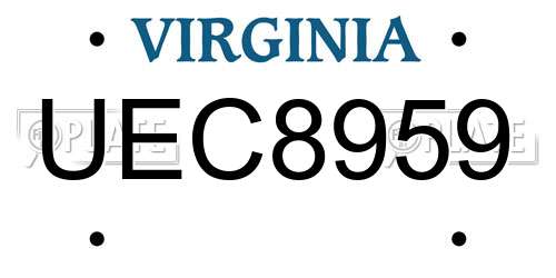 UEC8959 Virginia License Plate