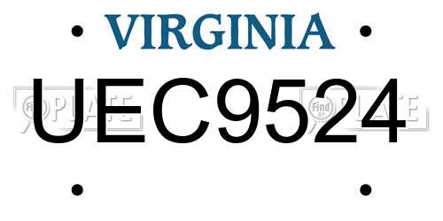 UEC9524 Virginia License Plate