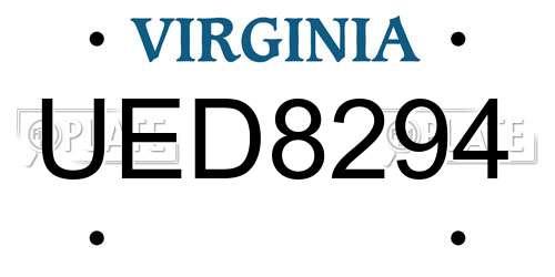 UED8294 Virginia License Plate