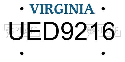 UED9216 Virginia License Plate