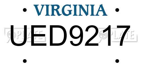 UED9217 Virginia License Plate