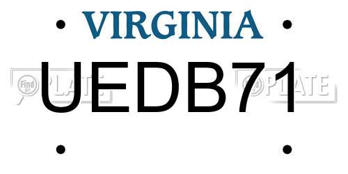UEDB71 Virginia License Plate