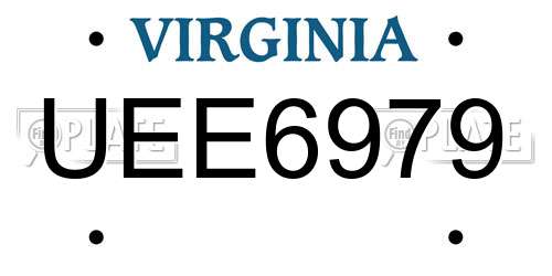 UEE6979 Virginia License Plate