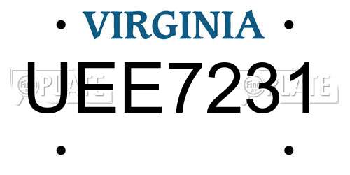 UEE7231 Virginia License Plate