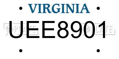 UEE8901 Virginia License Plate