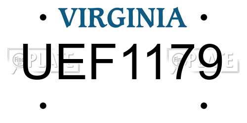 UEF1179 Virginia License Plate