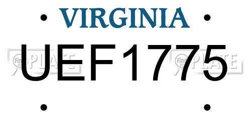 UEF1775 Virginia License Plate