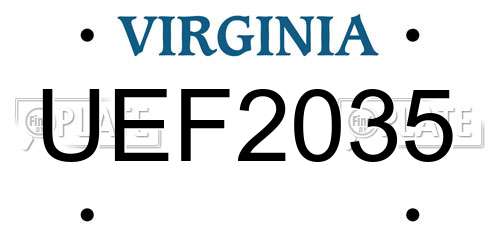 UEF2035 Virginia License Plate