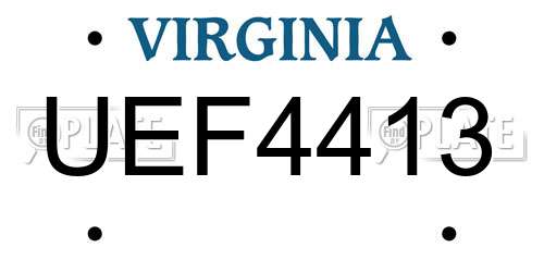 UEF4413 Virginia License Plate