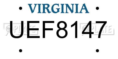 UEF8147 Virginia License Plate